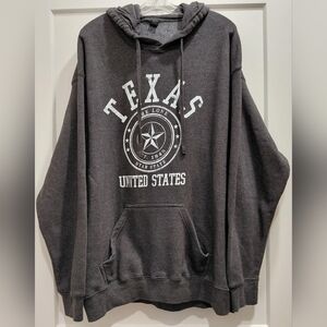 Point Sz XL Mens Grey Black Pullover Hooded Sweatshirt Longsleeved Front Pocket